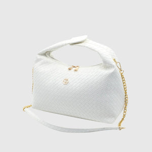 Women's sling bag
Elegant faux leather handbag
Intrecciato weave design