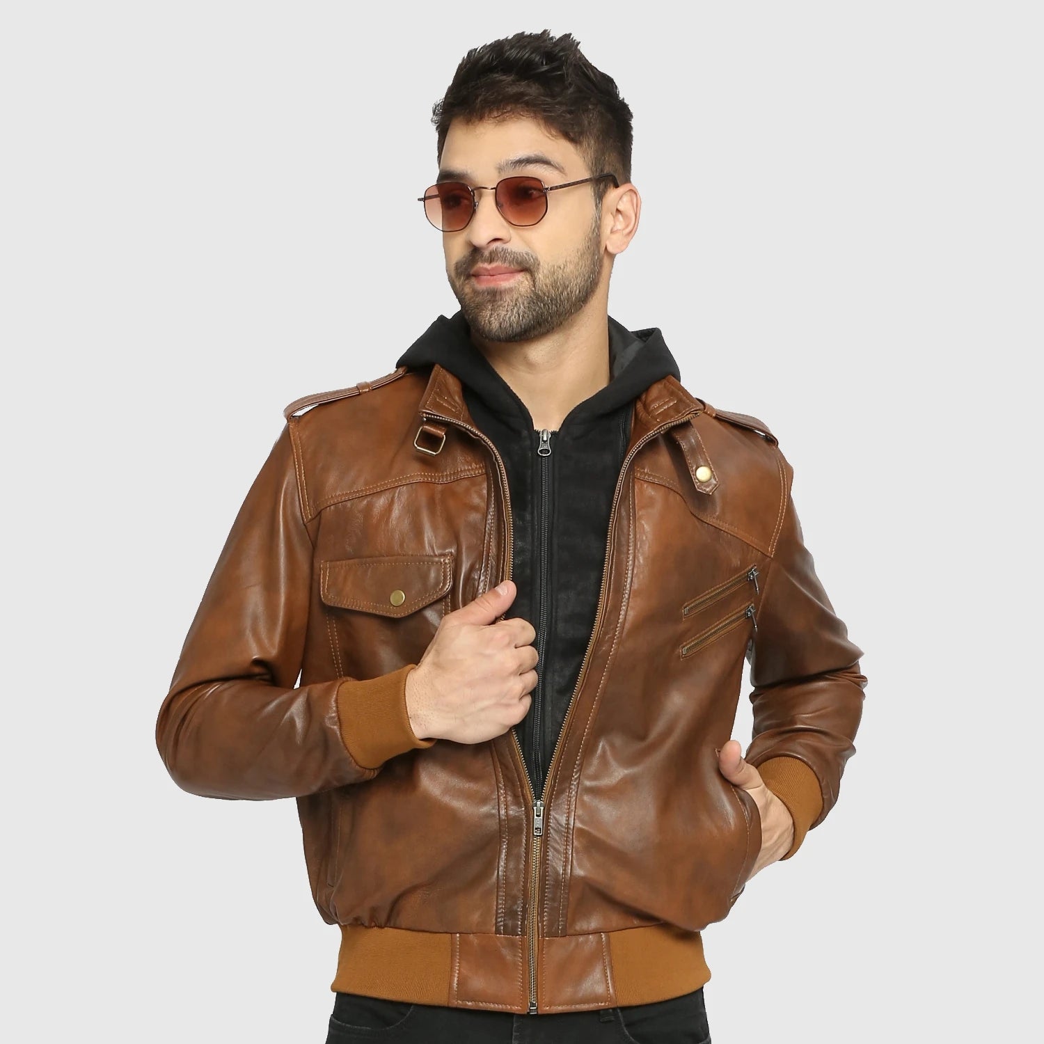 Daredevil Men’s Genuine Leather Jacket | Biker Jacket | Luxury Jacket | Brown