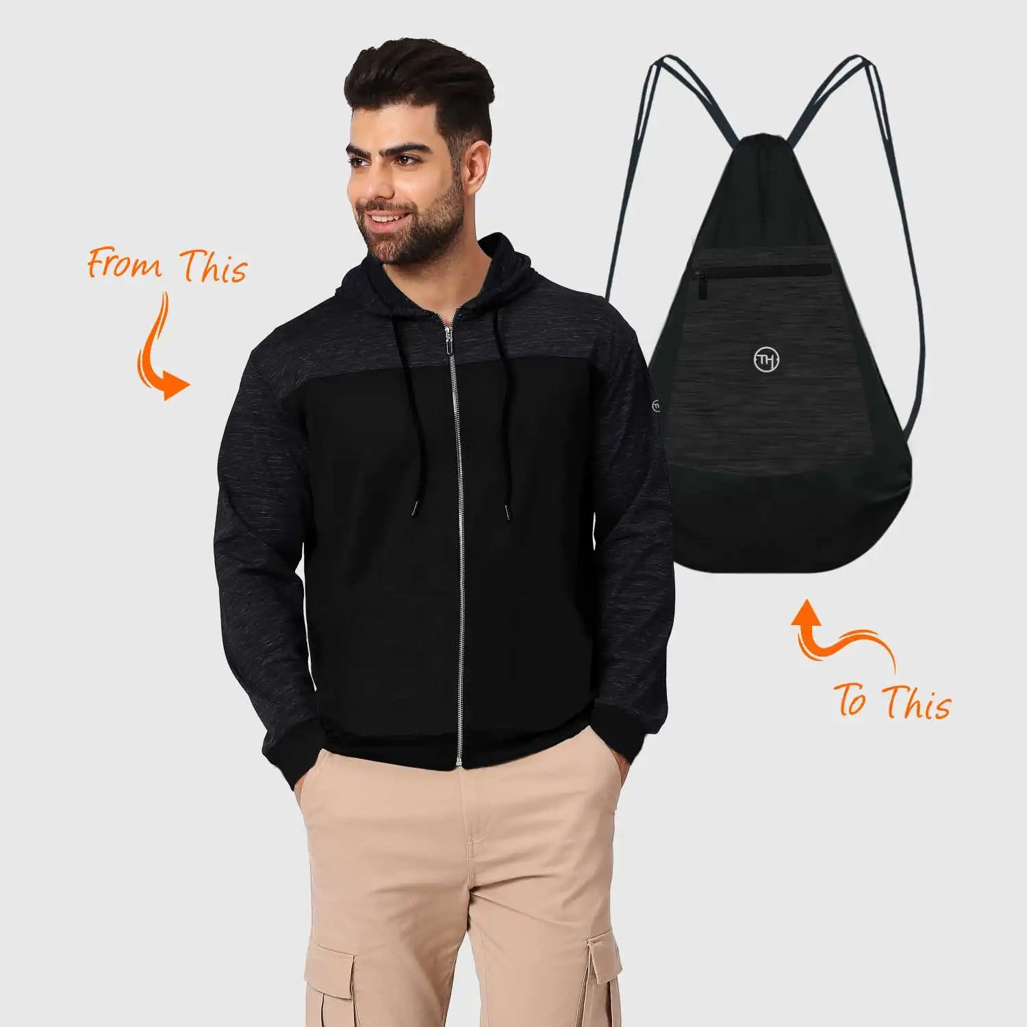 Disguise Convertible Backpack Jacket | Active Sports Hoodie/Backpack