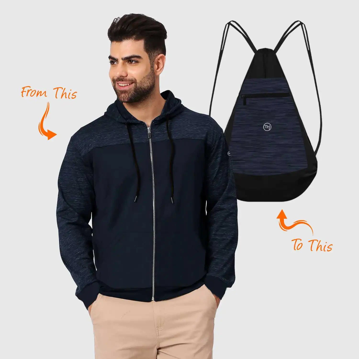 Disguise Convertible Backpack Jacket | Active Sports Hoodie/Backpack