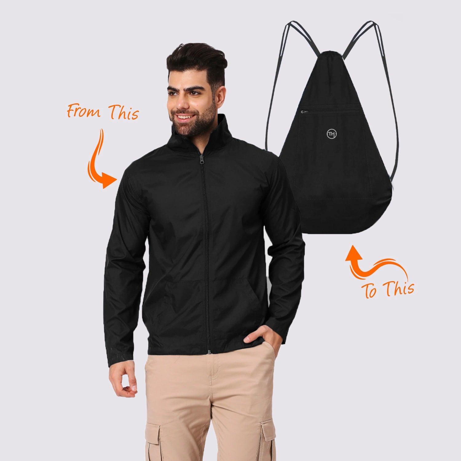 Disguise Wind Cheater Convertible Jacket | Smart/Stylish Backpack Jacket