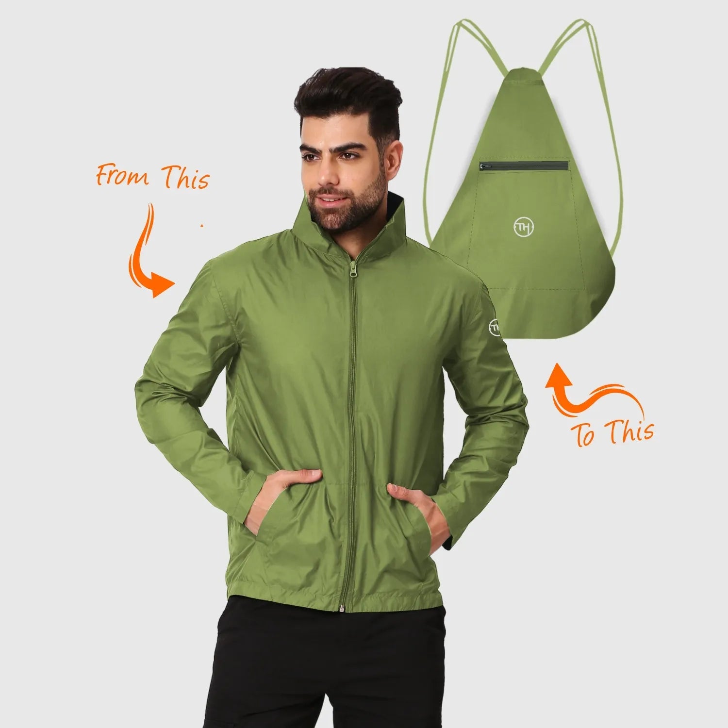 Disguise Wind Cheater Convertible Jacket | Smart/Stylish Backpack Jacket