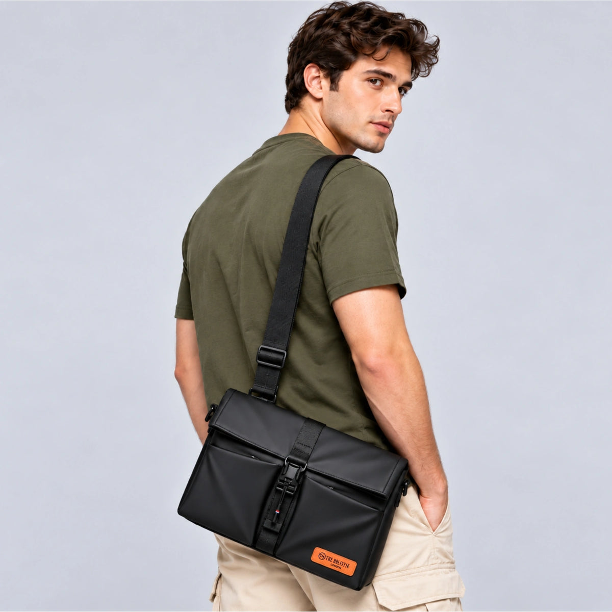 Grid Men’s Messenger Bag | Multiple Pockets & Tablet Compartment | Sling Bag | Crossbody Bag