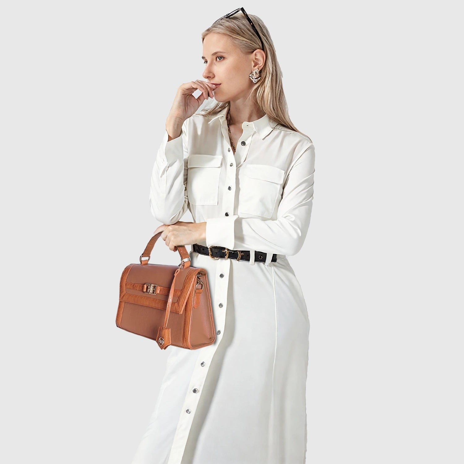 Melissa Handbag for Women | Croco Vegan Leather | Tan, Black