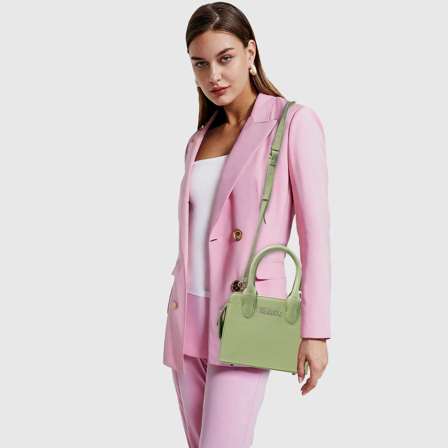 Naomi Handbag | Vegan Leather | Green/Pink/Black |Shoulder Bag