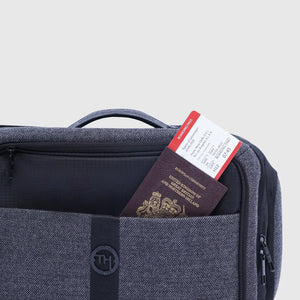 Compact black trolley bag.
Black hand luggage trolley.
Versatile black travel bag.