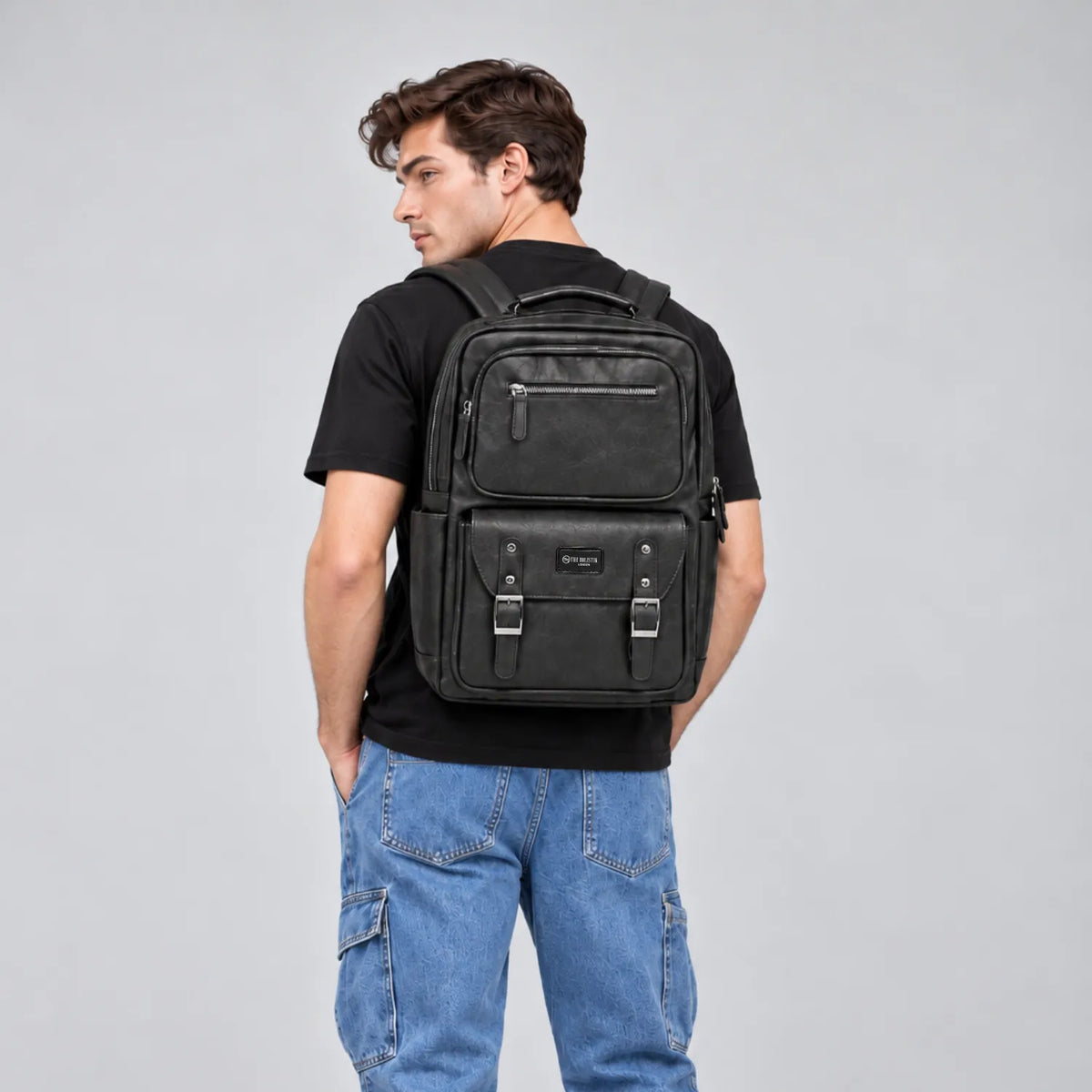 Porto Laptop Backpack for Men | Brown Faux Leather Business Backpack | The Holistik