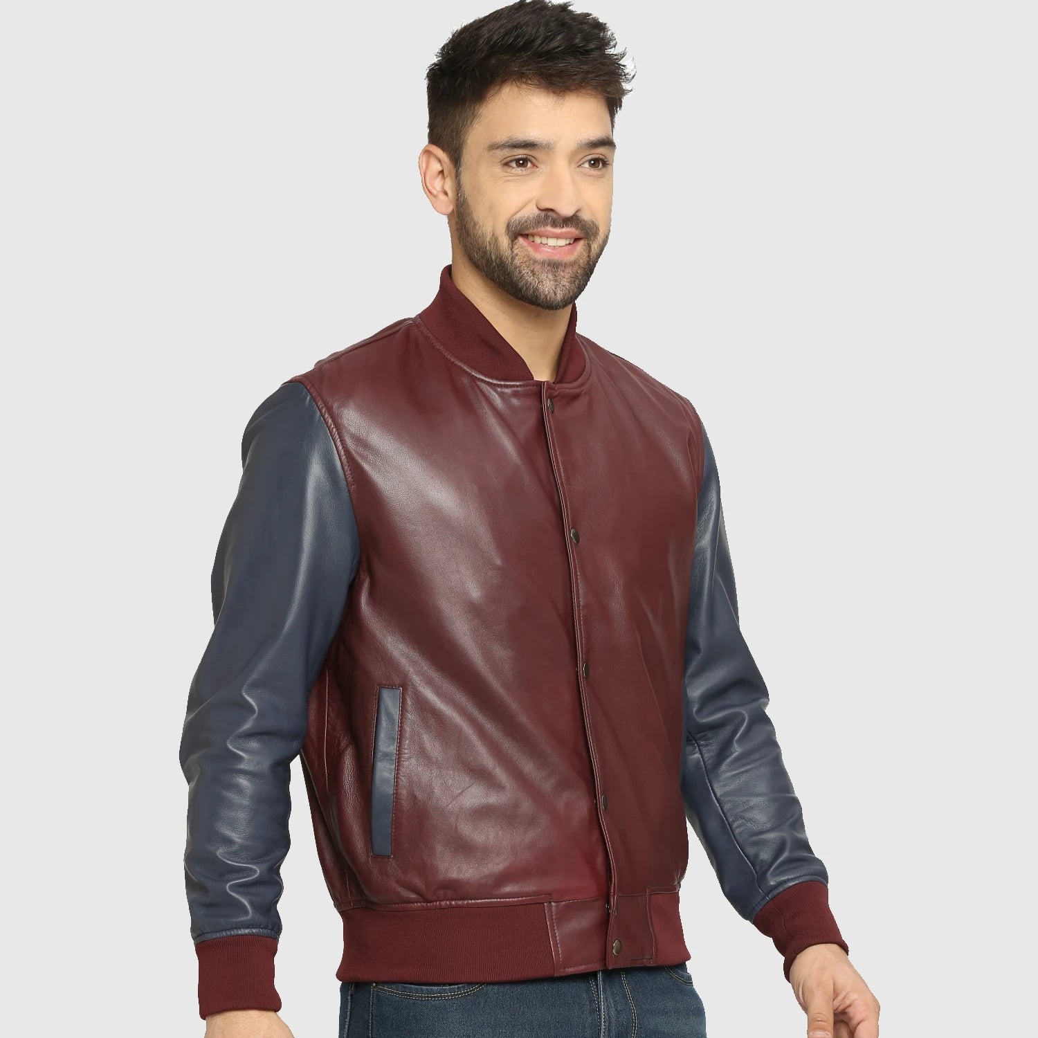 Swagger Men’s Genuine Leather Jacket | Sporty Leather Jacket | Cherry Brown