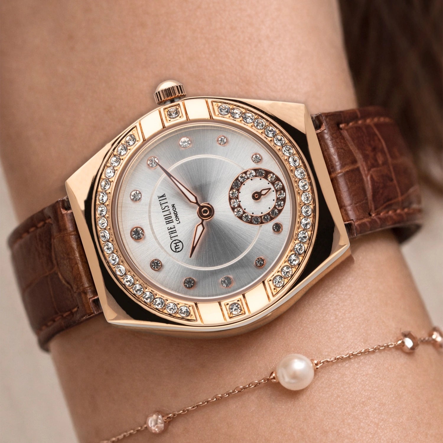 Dazzle Elite Women’s Luxury Watch | Crystal Studded Dial | Rose Gold Finish | Premium Party & Evening Wear