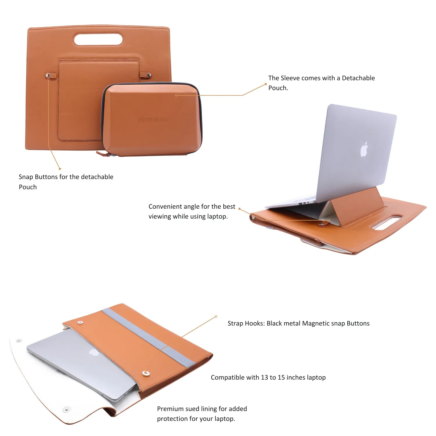 Leather Laptop Stand Macbook Pro Case With Stand Custom Size Stand