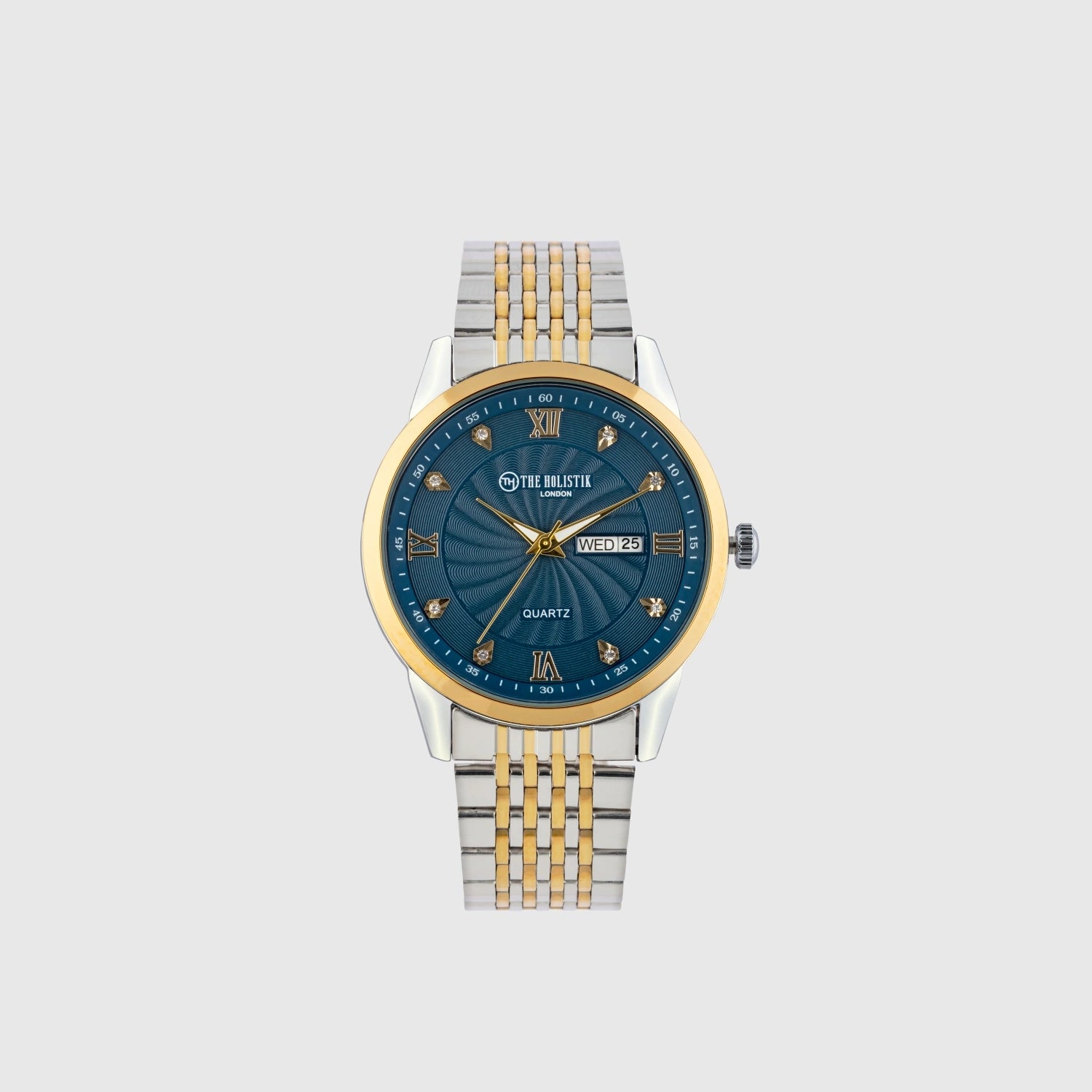 Velmore Watch for Men | Stylish Metal Strap | Day-Date Feature | Roman Dial | Formal & Casual Wear