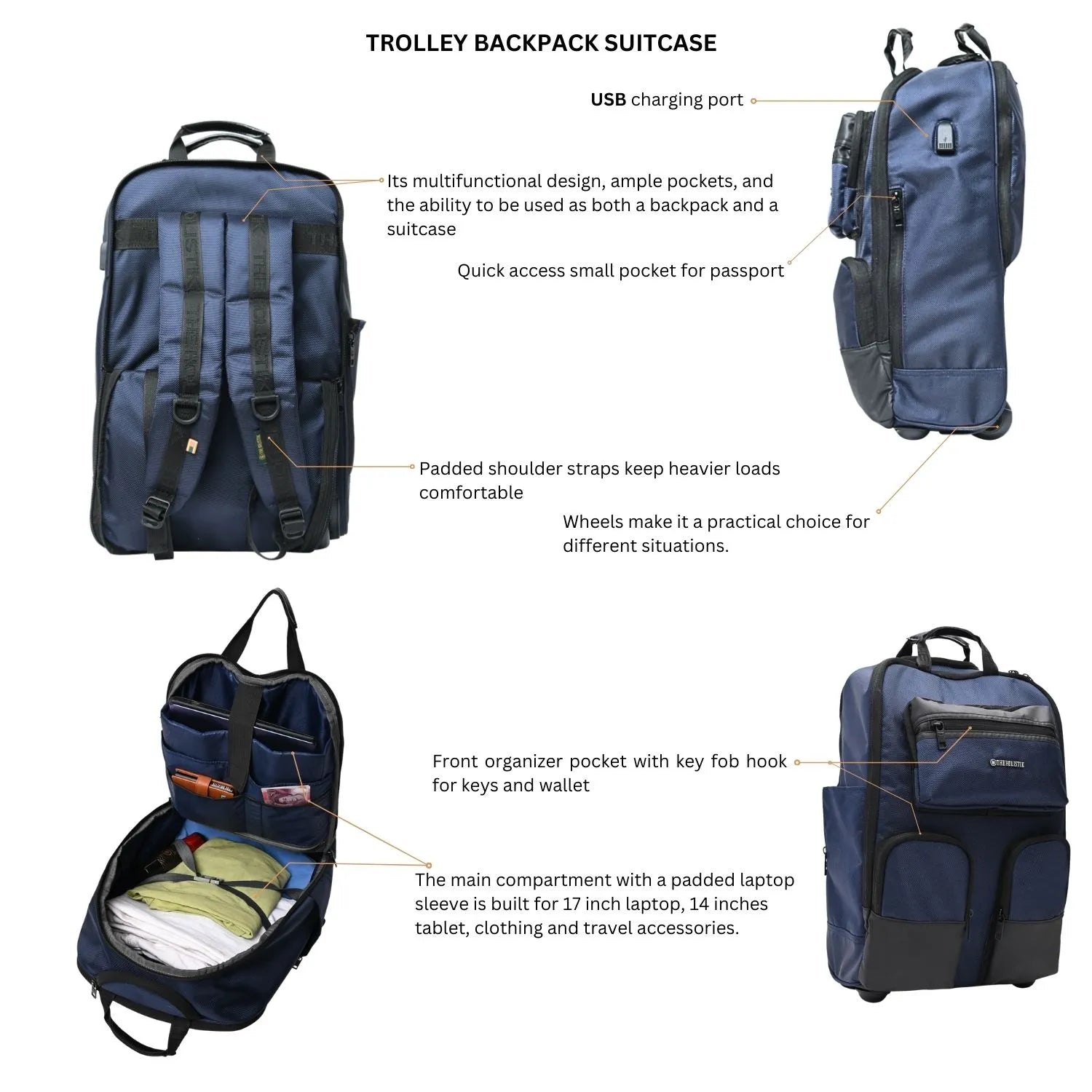 Ventura Backpack Trolley Travel Bag Men/Women Laptop