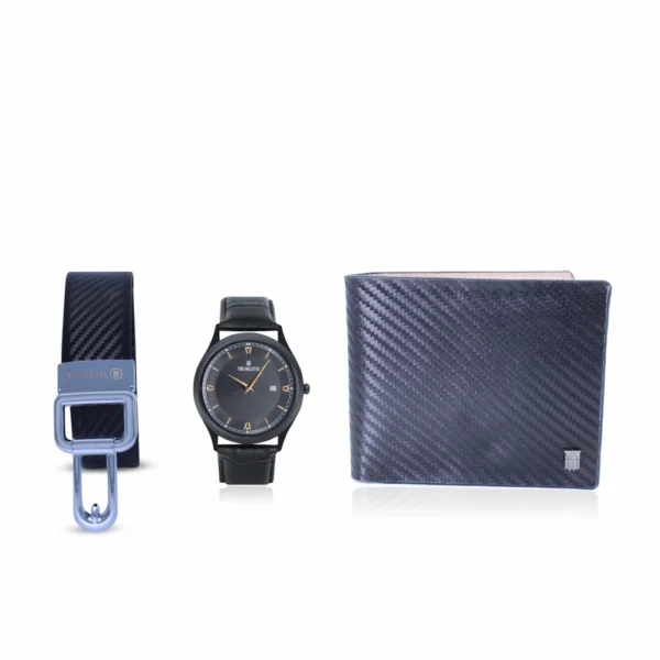 men's combo, men's formal black genuine leather belt, black men's watch, black men's genuine leather wallet