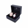 couple's watch combo/pair, rose gold/brown men's watch, pearl-white/deep pink women's watch