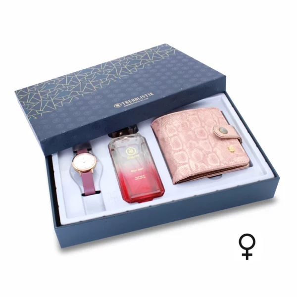 women's combo, pearl white/ deep pink, women's watch, women's parfum EDP, pink women's wallet