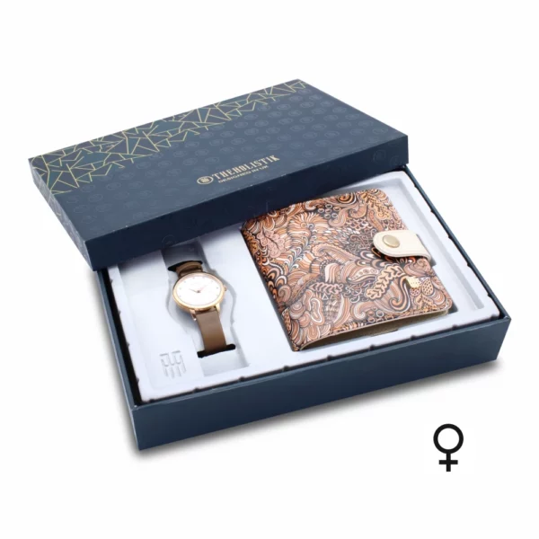 women's combo, women's watch, women's wallet, designer wallet, white-brown women's watch , white-tan women's watch, brown