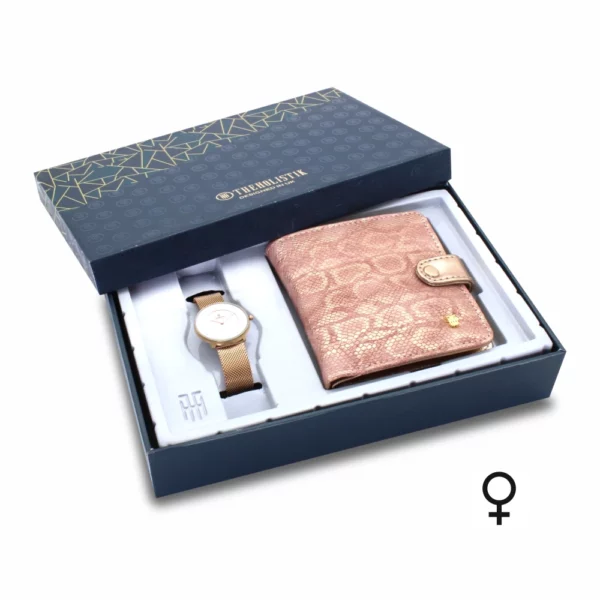 women's combo, women's watch, pink women's wallet, designer wallet, pink women's watch