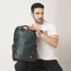 reversible backpack formal/casual look, turquoise/black
